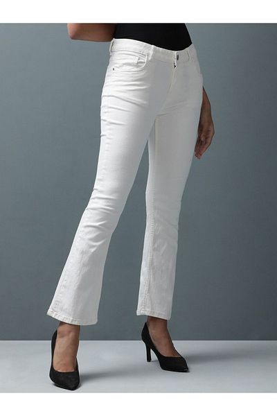 Freehand By Styli Women White Bootcut Fit Solid Jeans