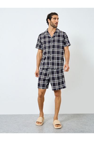 Styli Black Checkered Short Sleeve Shirt and Shorts Set