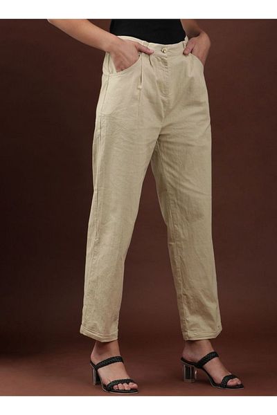 Freehand By Styli Women Khaki Regular Fit Solid Pants