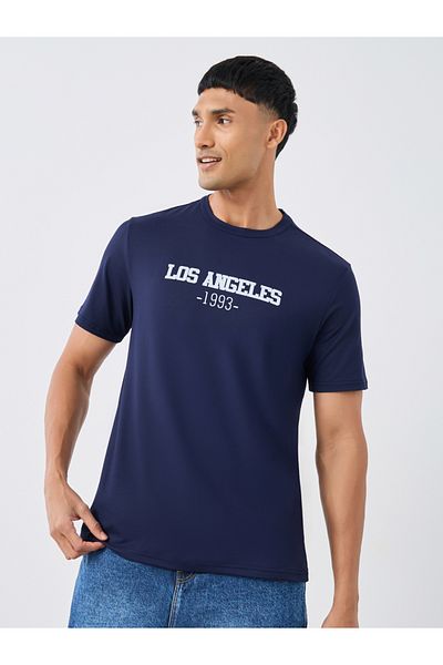 Styli Slogan Print Round Neck Regular Fit T-Shirt
