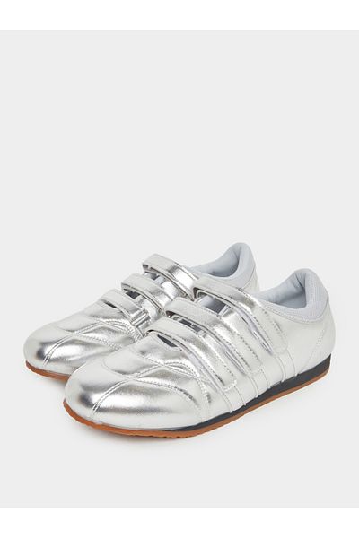 Styli Silver Metallic PU Flat Sneakers