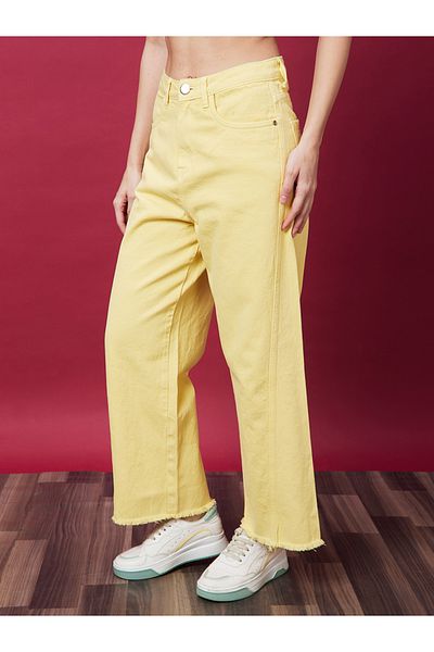 Globus By Styli Wide Leg Mid-Rise Pure Cotton Jeans