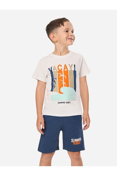 Victor and Jane By Styli Boys Graphic Print Cotton T-Shirt and Shorts Set