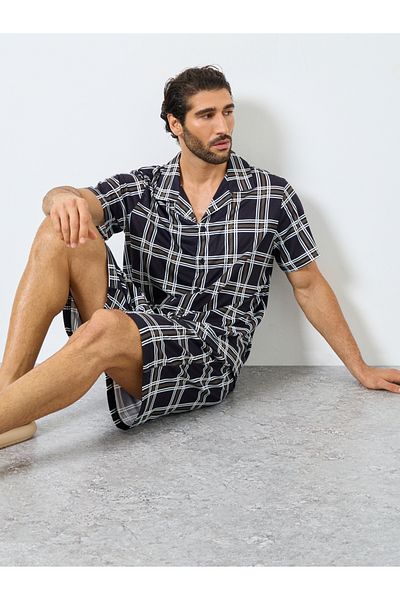 Styli Black Checkered Short Sleeve Shirt and Shorts Set