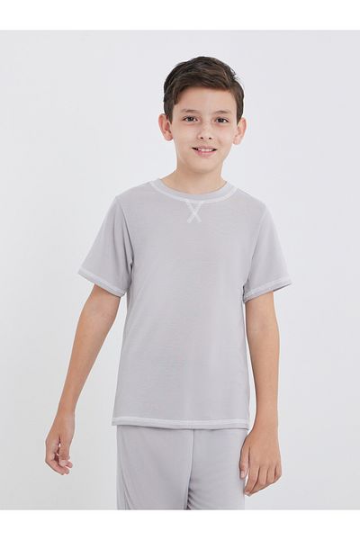 Styli Boys Grey Overlock Seam T-Shirt and Pyjama Set