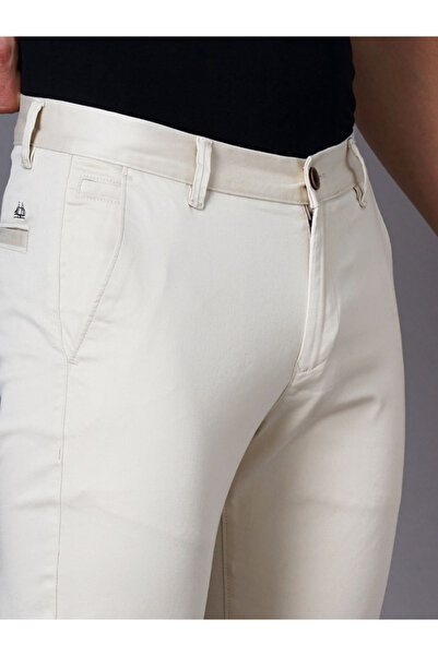 British Club By Styli Men Cream Sim Fit Flat-Front Chinos