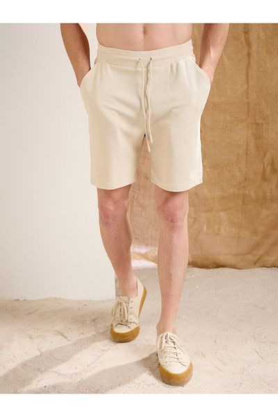 Mascln Sassafras By Styli Men Beige Waffle Textured Straight Fit Shorts