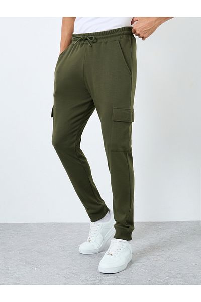 Styli Men Olive Slim Fit Cargo Joggers