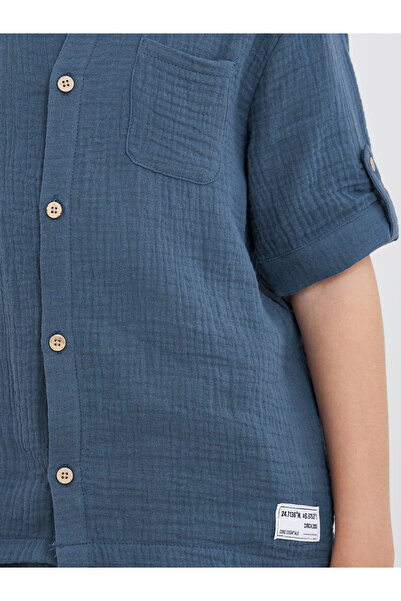 Styli Double Gauze Plain Shirt and Shorts Set