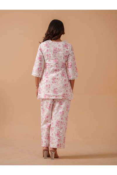 DW By Styli Floral Printed Pure Cotton Tunic with Trousers Co-Ords