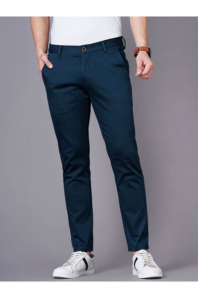 British Club By Styli Men Black Sim Fit Flat-Front Chinos