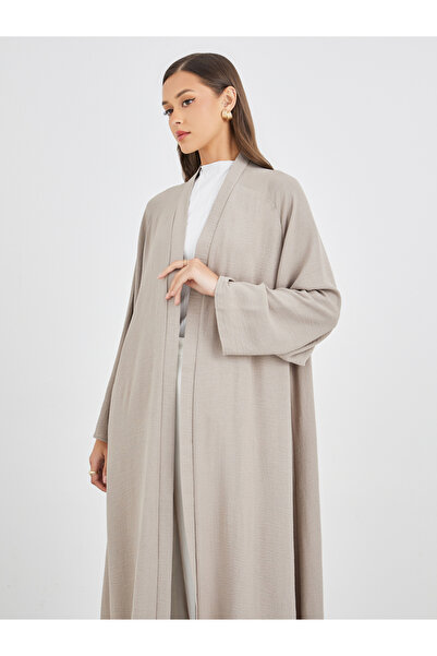 Styli Women Grey Crinkled Open Front Abaya