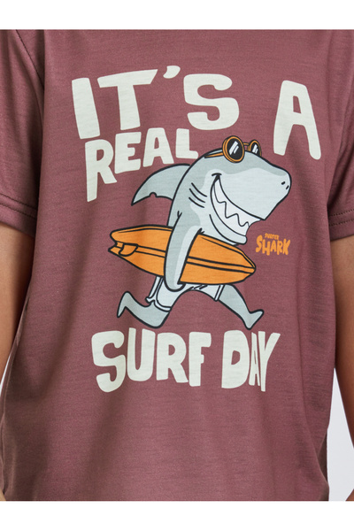 Styli Shark Graphic T-Shirt and Striped Pyjama Set