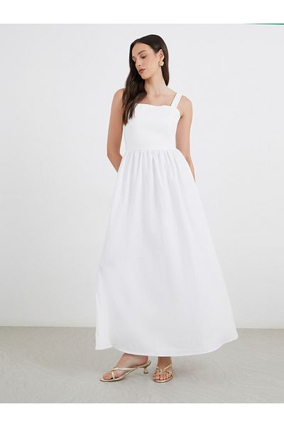 Styli Plain Strappy A-Line Maxi Dress