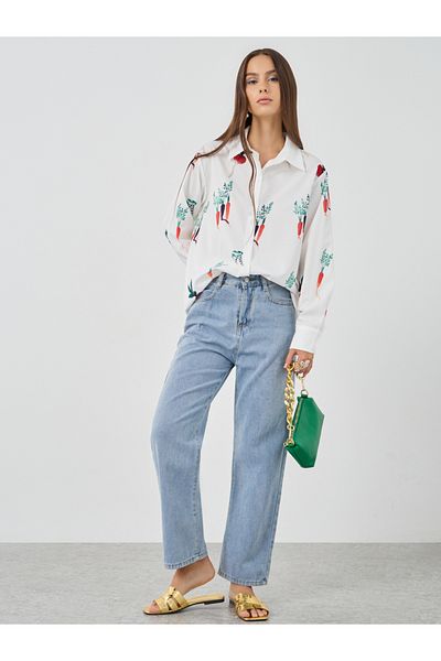 Styli Graphic Print Spread Collar Shirt