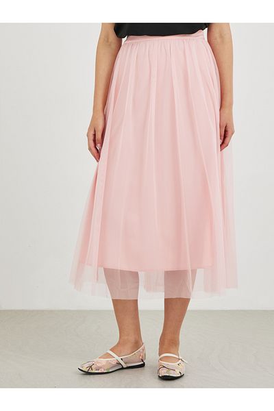 Styli Solid Chiffon A-Line Midi Skirt
