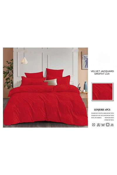 FIONNA.RO Embossed Printed Finet Bed Linen - Red