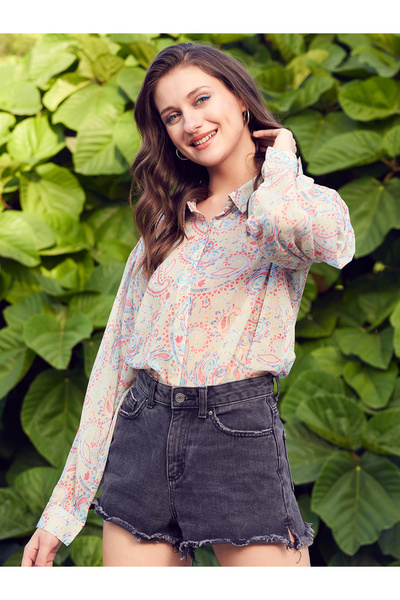 STREET 9 By Styli Floral Print Balloon Sleeve Buttoned Shirt