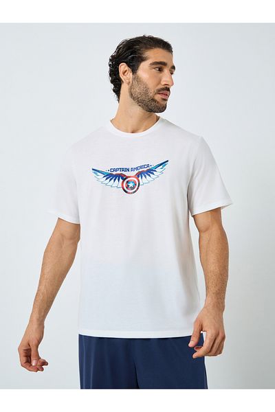 Styli Captain America Graphic Print T-Shirt and Placement Print Pyjama Set
