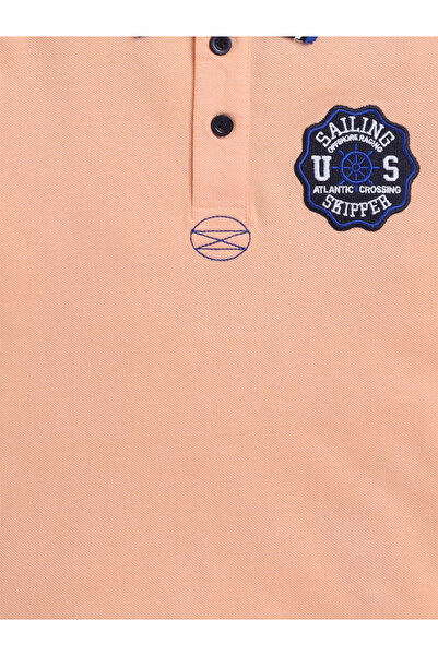 Victor and Jane By Styli Boys Orange Embroidered Detail Short Sleeve Polo T-Shirt