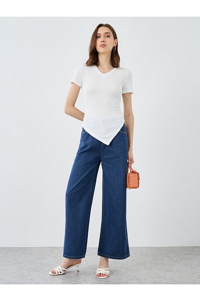 Styli Textured Assymetric Hem Knit Top