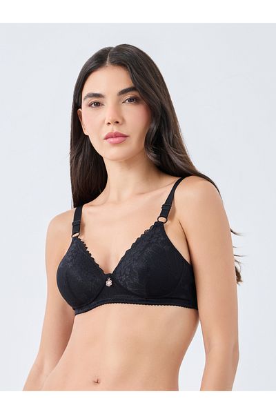 Styli Pack of 2 - Padded Non Wired Lace Bra with Metal Trim