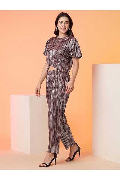 Globus By Styli Striped Crop Top and Trouser Co-Ords