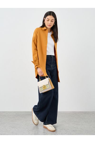 Styli Women Mustard Tie Cuff Longline Shirt