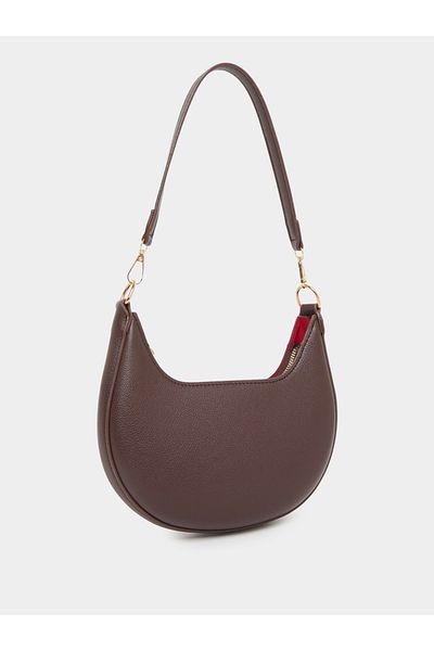 Styli Brown Half Moon Shoulder Bag with Detachable Strap