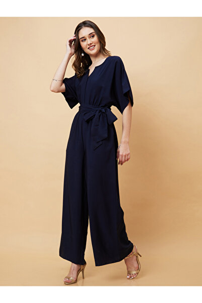 Globus By Styli Kimono Sleeves Waist Tie-Up Straight Leg Jumpsuit