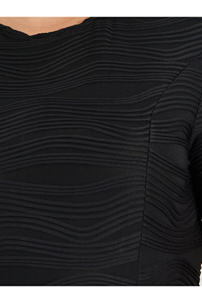 Styli Plus Size Weave Texture A-Line Midi Dress