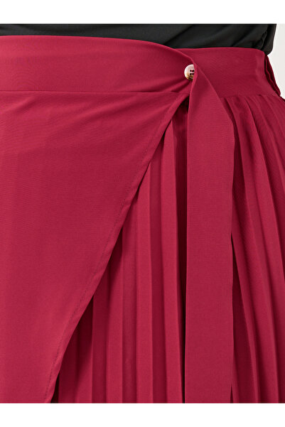 Styli Plus Pleated Midi Skirt with Overlap Detail
