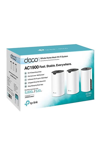 TP-LINK نظام واي فاي Deco S7 Mesh (عبوة من 3 قطع) - نطاق مزدوج، تغطية 5600 قدم مربع، منافذ جيجابت - أبيض