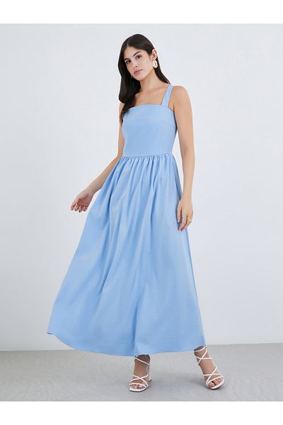 Styli Plain Strappy A-Line Maxi Dress