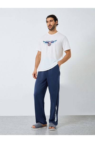 Styli Captain America Graphic Print T-Shirt and Placement Print Pyjama Set