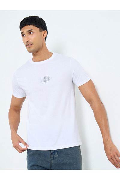 Styli Men White Graphic Print Regular Fit T-Shirt
