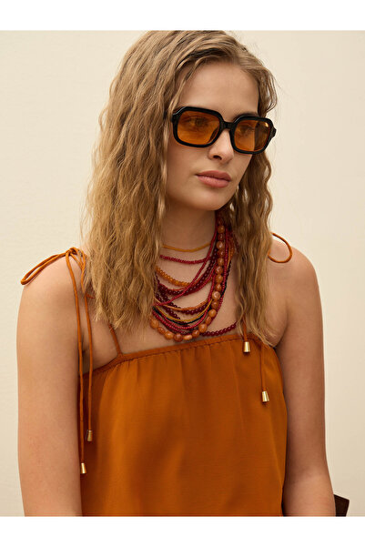 Sassafras By Styli Brown Lace Detail Strappy Tiered Maxi Dress