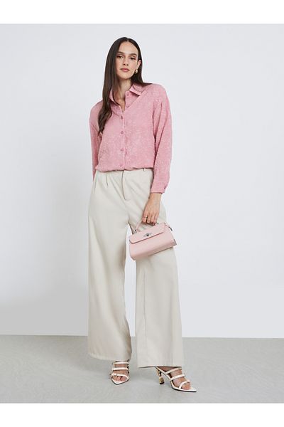 Styli Oversized Jacquard Pattern Buttoned Shirt