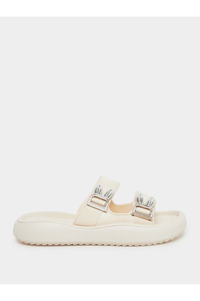 Take Two By Styli Double Buckle Detail Slip On Slippers