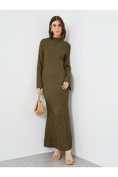 Styli Textured Bell Sleeves Maxi Dress