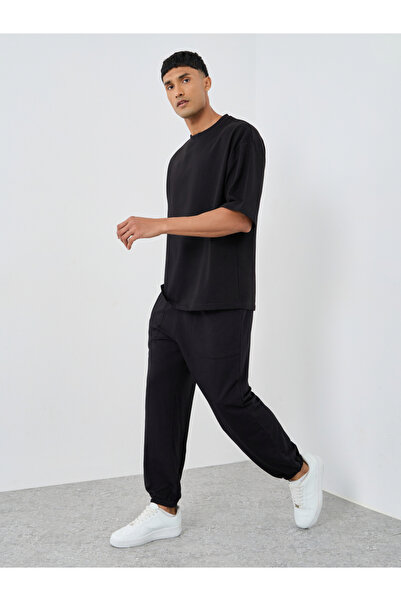 Styli Pack of 2 - Solid Oversized Panelled Terry Joggers