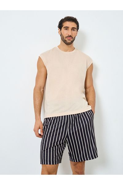 Styli Solid Tank Top and Striped Shorts Set