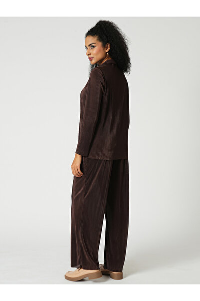 Globus By Styli Textured Striped Long Sleeve Shirt and Wide Leg Trousers Co-Ords