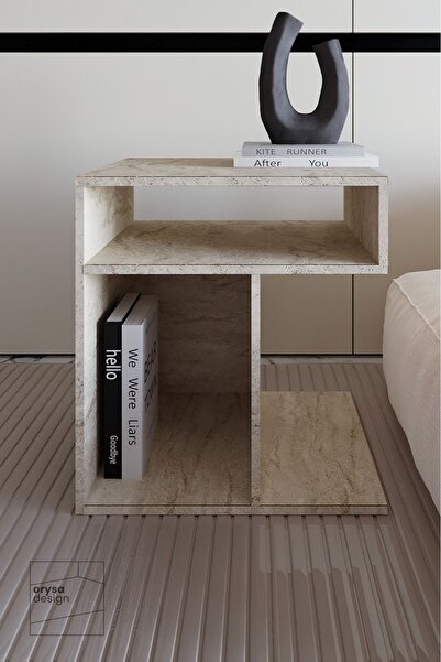 Orysa Design KM-1 Çok Yönlü Komodin, Yan Sehpa - Traverten