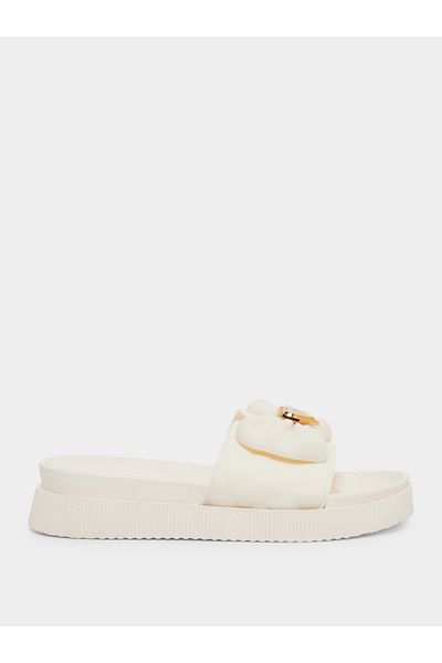 Take Two By Styli Bow Decoration Textured Flat Sandal