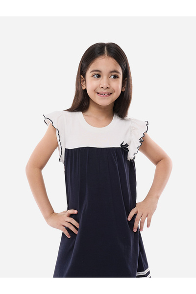 Victor and Jane By Styli Bow Detail Ruffled Sleeves A-Line Dress