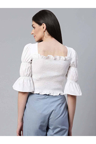 STREET 9 By Styli Smocked Detail Square Nek Crop Top