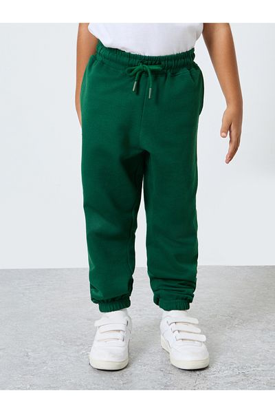 Styli Green Cotton Cuffed Joggers with Pockets