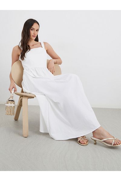 Styli Plain Strappy A-Line Maxi Dress