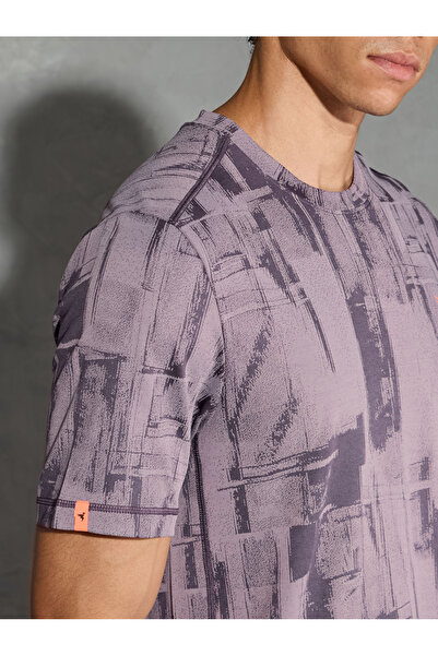 Technosport By Styli Purple Jacquard Slim Fit Crew Neck T-Shirt